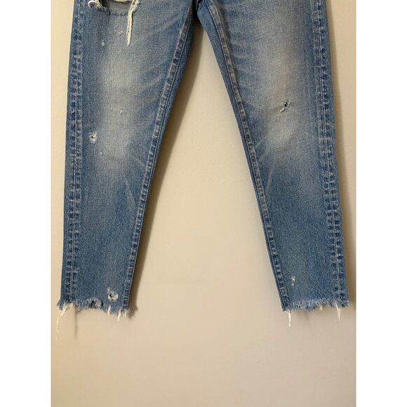 Moussy Vintage Kelley Straight-Leg Tapered Distressed Button Fly Denim Jeans 27 - Picture 3 of 11
